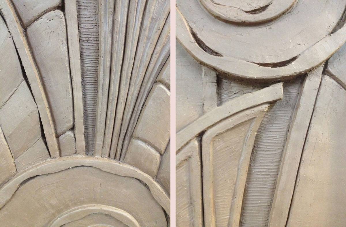 Hand Carved Decorative Artisan Stonework, Clay Model Detail - Architect: Neumann & Rudy